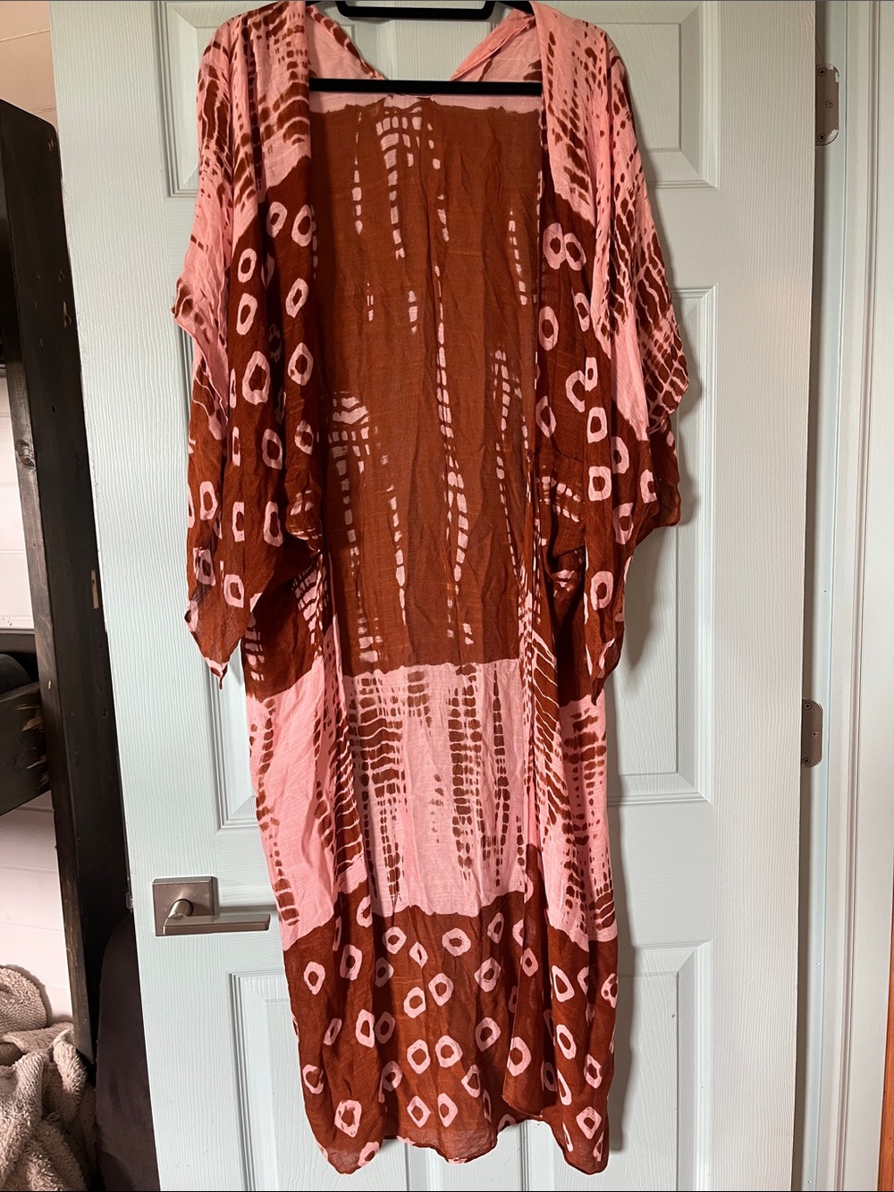 Pink and Brown Kimono Cover-Up